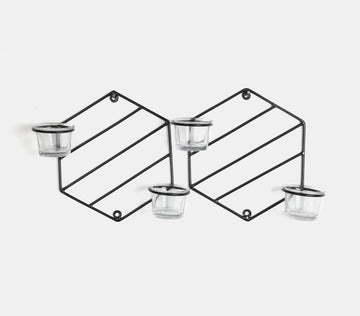 Wrought Iron Tea Light Holder- Hexagonal (Set Of 2)