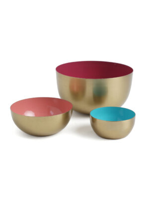 Multicolor Matt Gold With Red Rust Peach And Blue Color Paint - Set Of 3