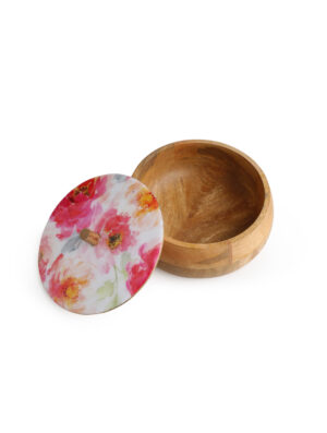 Flower Design Enamelled Wooden Dahi Box