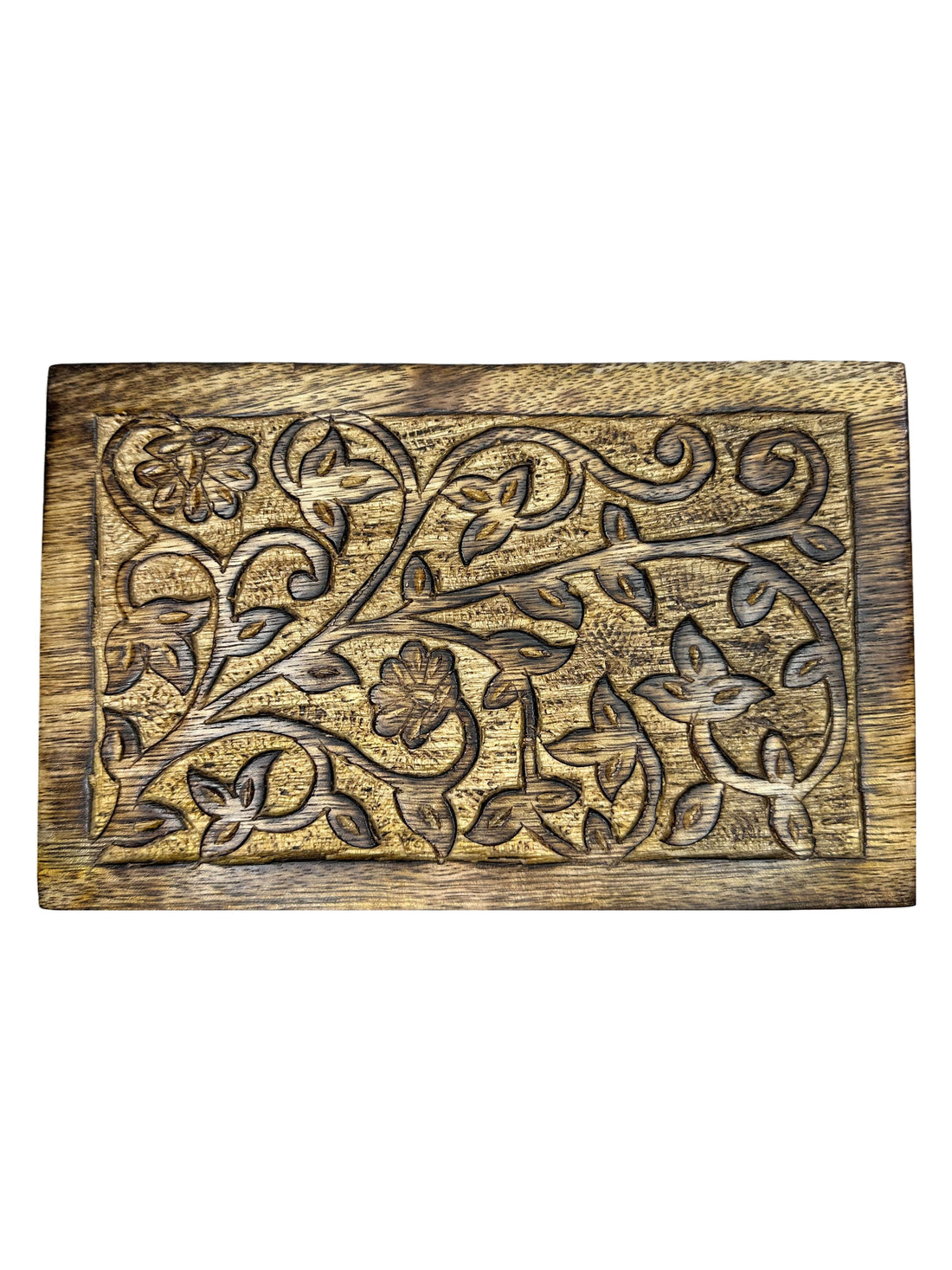 Hand Carved Flowers And Leaves Design Box