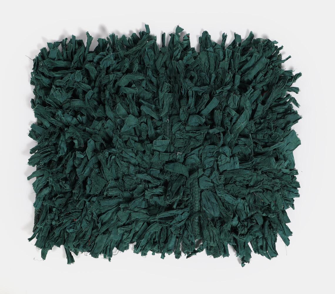 Recycled Cotton Chindi Green Fluffy Bath Mat