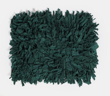 Recycled Cotton Chindi Green Fluffy Bath Mat