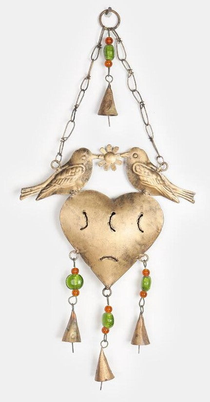 Wrought Iron Hanging Heart With 2 Birds