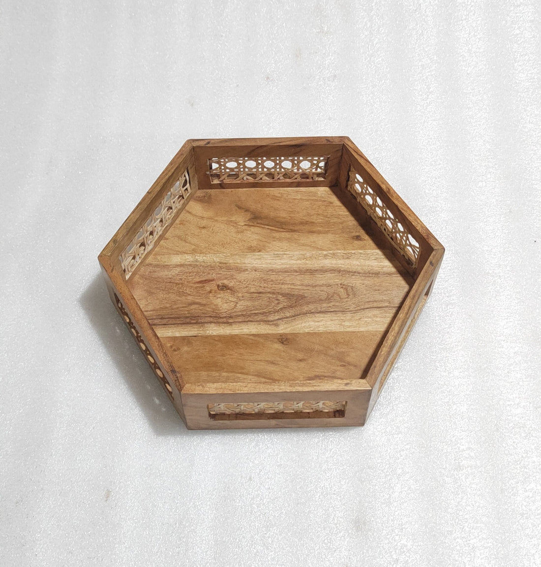 Hexagon Cane Serving Tray