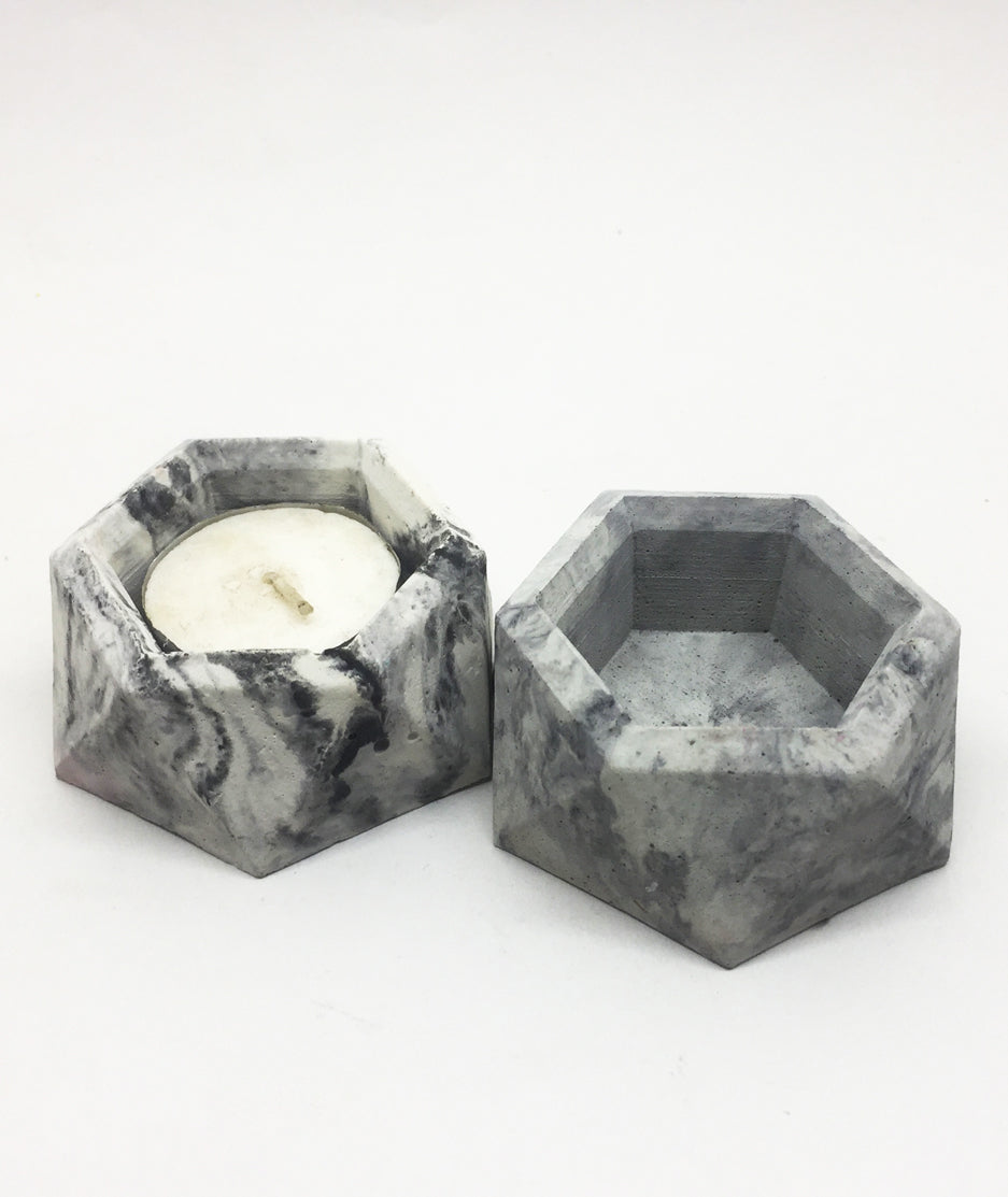 Origami Hexa Concrete Tea Light Holder