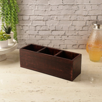 Wooden Cutlery Caddy  Burnt Wood