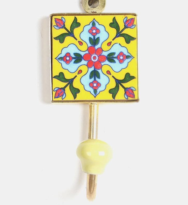 Ceramic Hook - Floral (Yellow)