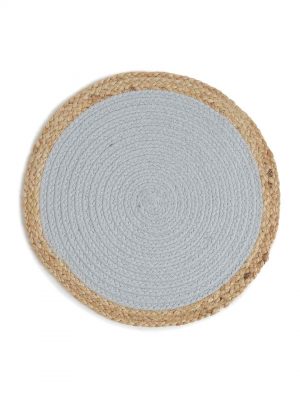 Jute And Cotton Center Braided Placemat Grey And Natural