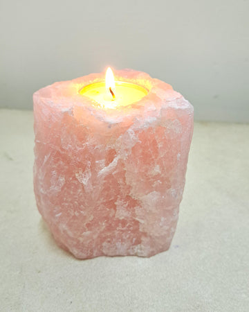 Rose Quartz Pillar Tea Light Holder