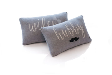 Hubby Wifey Cotton Knitted Cushion Cover Set Of 2 Pcs(30cm X 50cm)