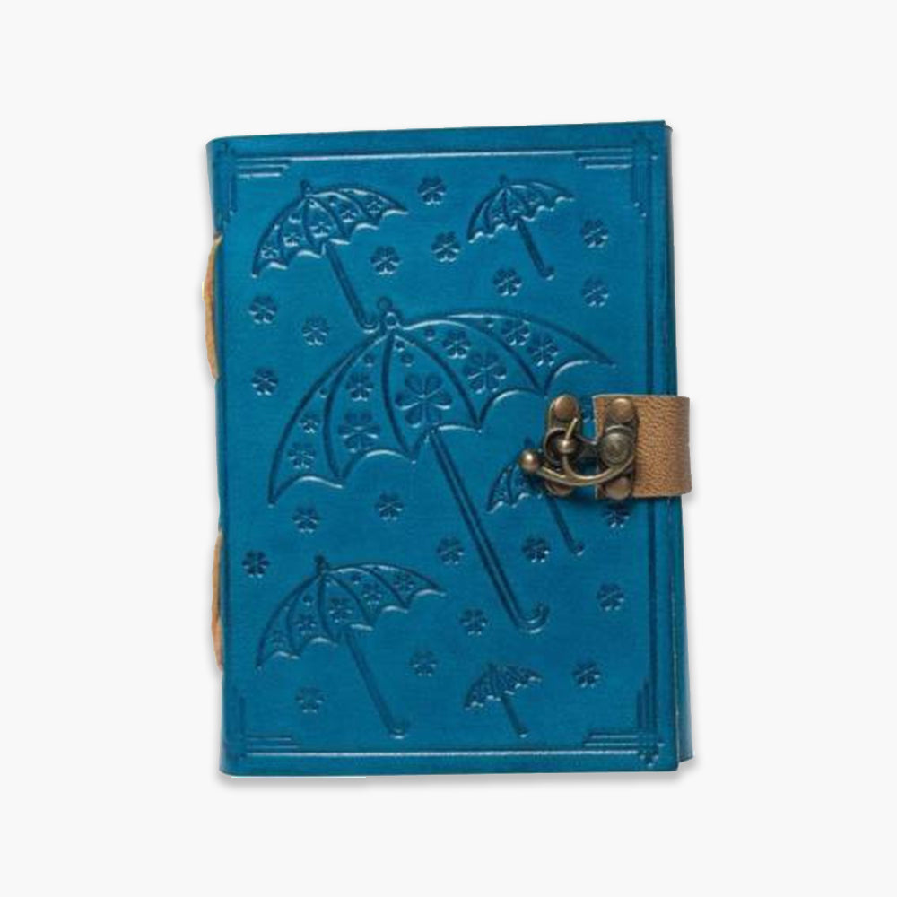 Sky Blue Handmade Leather Journal With Antique Lock