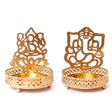 Set Of Lakshmi And Ganesh Tealight Candle Holder