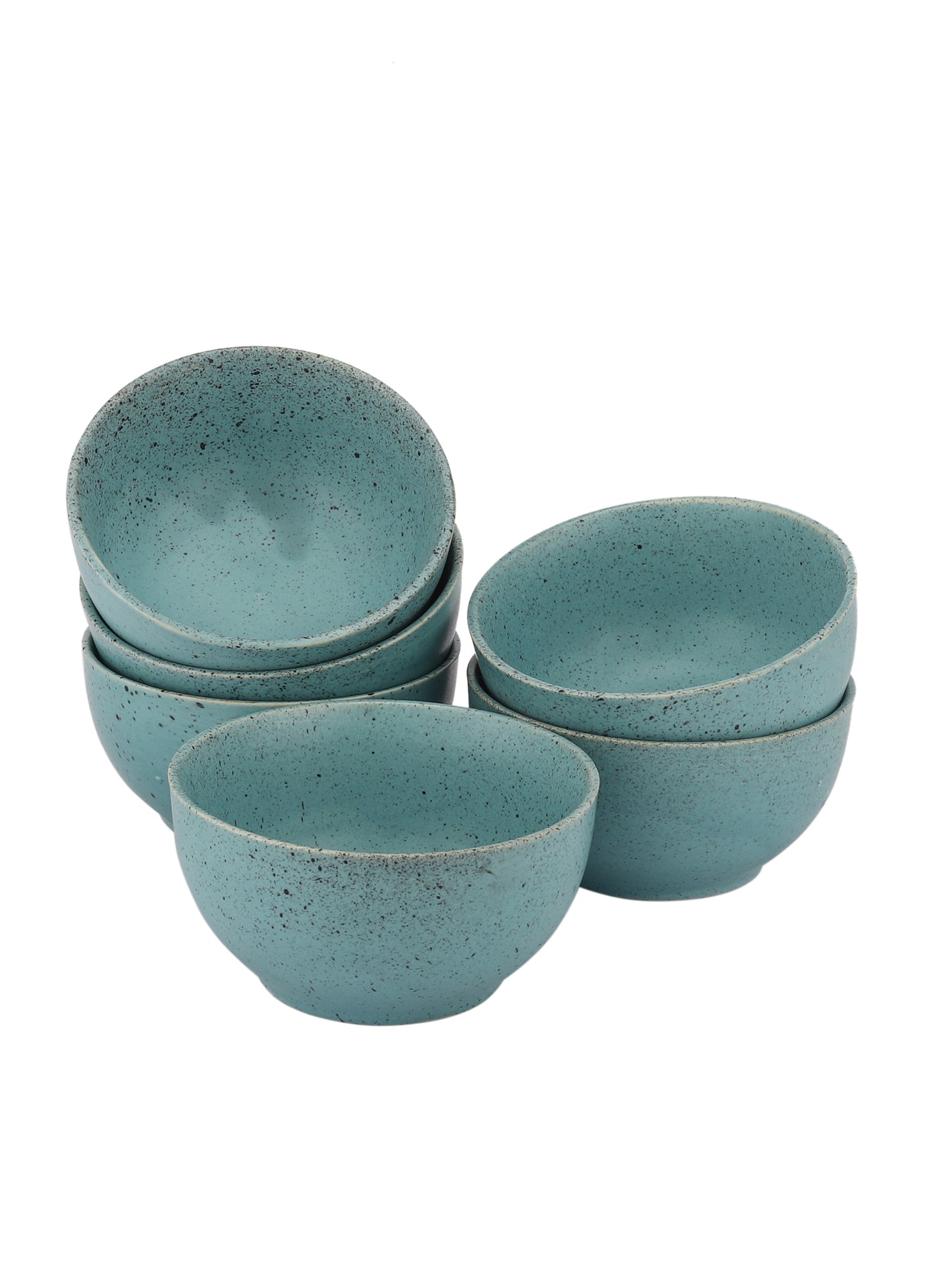 Turquoise Blue Hand Glazed Studio Pottery Ceramic Bowl (set Of 6)