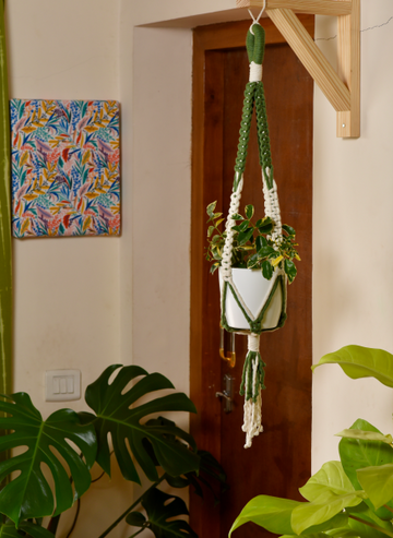 Premium Macrame Cotton Boho Plant Hanger Without Pot And Plant (jasmine)