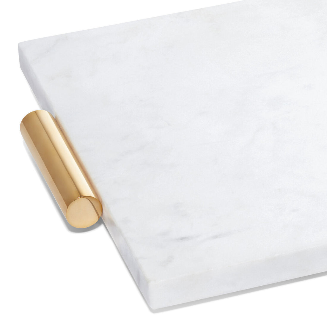 White Marble Tray With Gold Handles