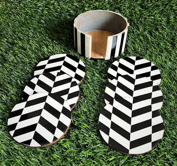 Black And White Tea Coaster Set