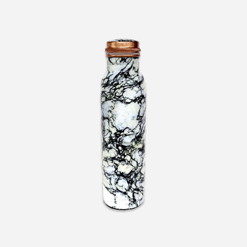 Copper Screen Printed Water Bottle 950 Ml White Marbel