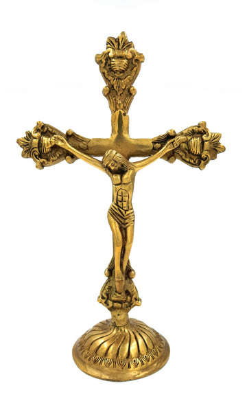 Brass Crucifix - 12 Inch (Gold)