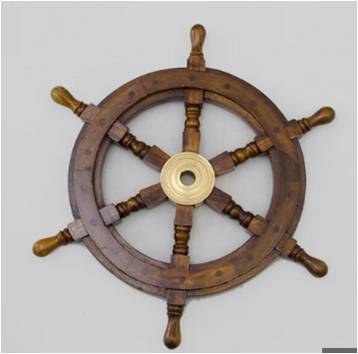 Brass & Wood Marine Ship Wheel