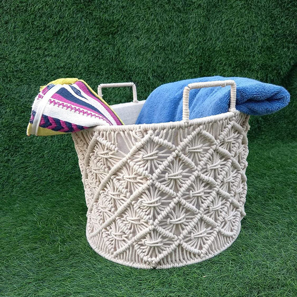 Handknitted Macrame Storage Basket (medium)