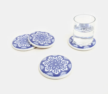 Ceramic Coaster With Cork Base - Floral (Set Of 4)