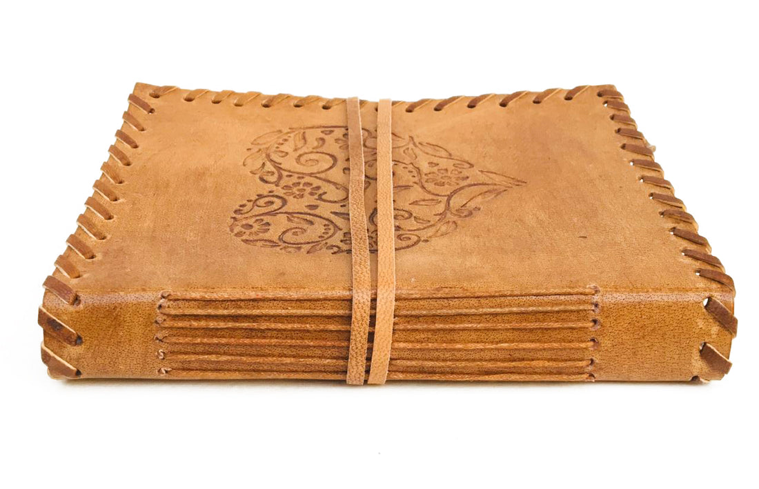 Heart Embossed Leather Journal With String Closure