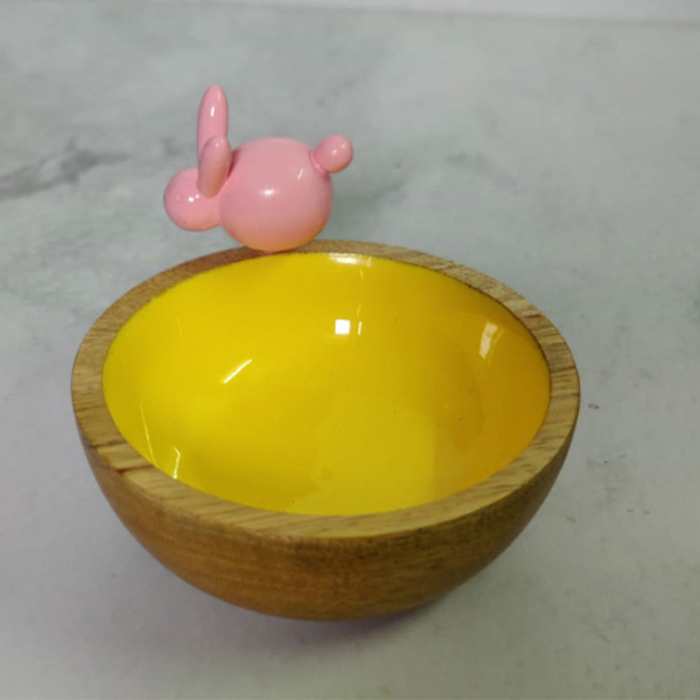 Multicolour Birdie Wooden Enamel Serving Bowls