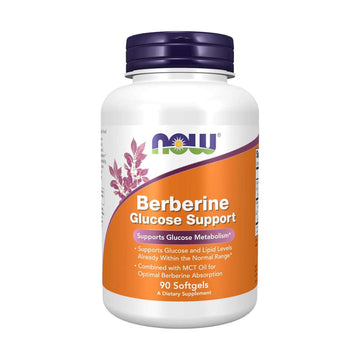 NOW Supplements, Berberine Glucose Support, Combined with MCT Oil for Optimal Berberine Absorption, 90 Softgels