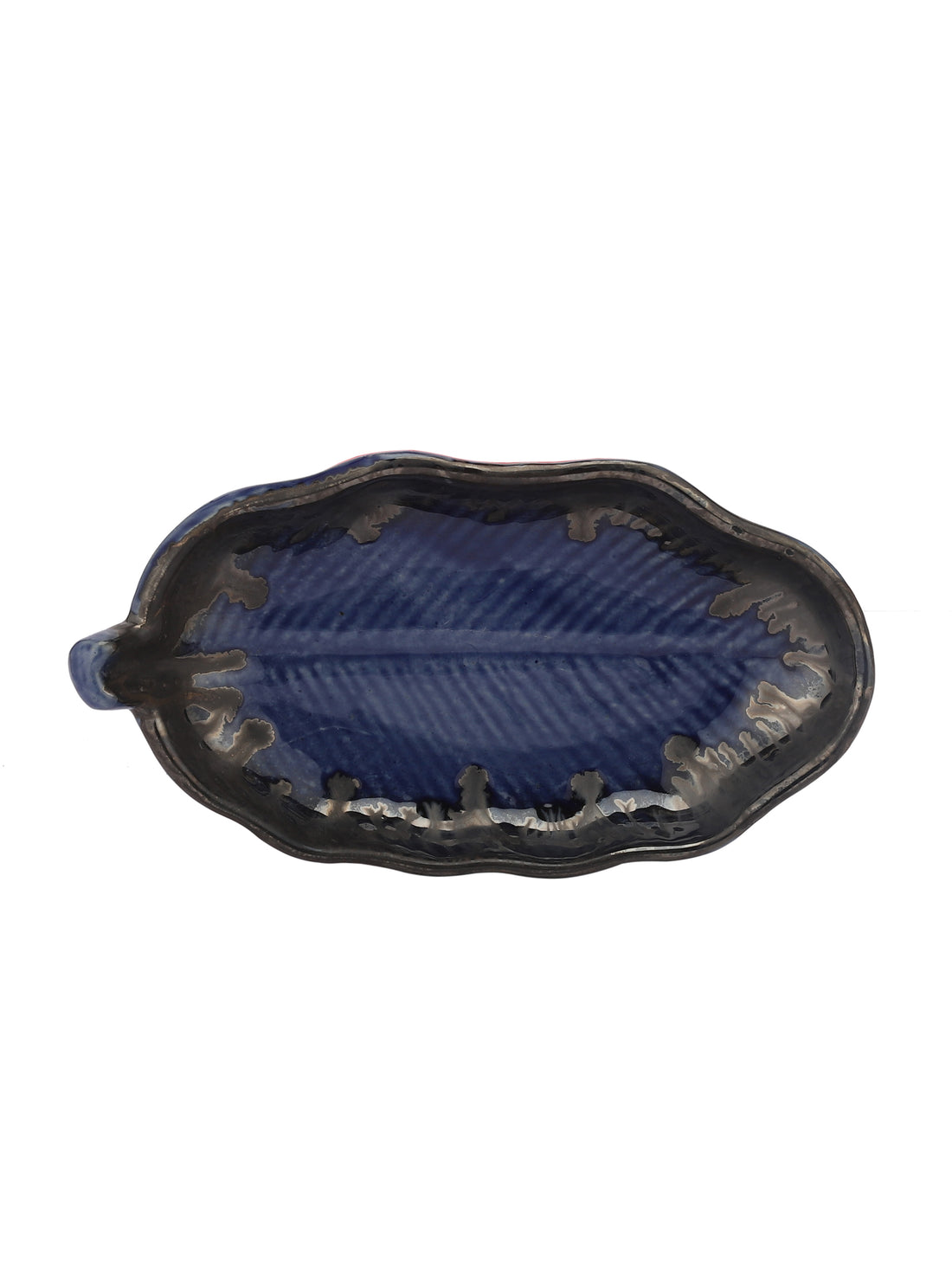 The Banana Leaf Blue Ceramic Platter (set Of 2)