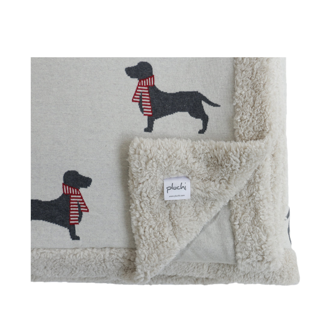 Dachshund - Pale Whisper Cotton Knitted Kids Single Bed Blanket With Warm Sherpa Fabric