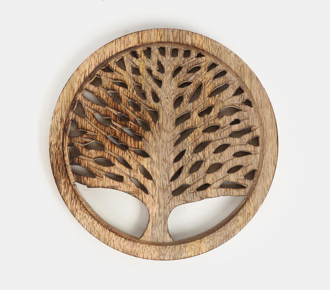 Hand Carved Trivet- Tree Of Life