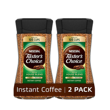 NESCAFÉ Taster's Choice Instant Coffee, Light Medium Roast, Decaf House Blend, 2 Jars