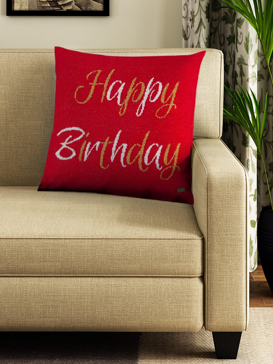 Birthday Cotton Knitted Decorative Cushion Cover