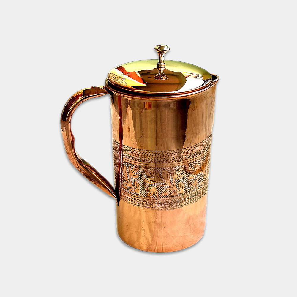 Copper Designer Carving Pitcher 1750 Ml