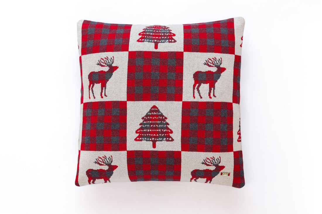 Reindeer And Tree Christmas Cushion Cover