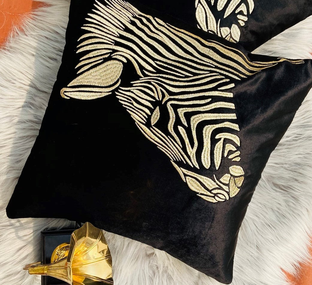 African Zebra Velveteen Cushion Cover