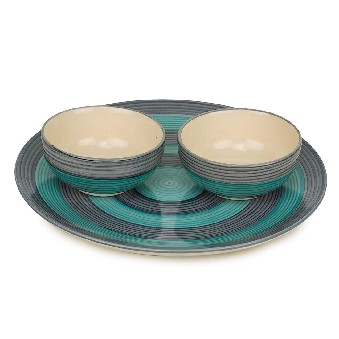 Ceramic Dinner Plate And Bowl Set- (plate- 1 Bowls- 2)