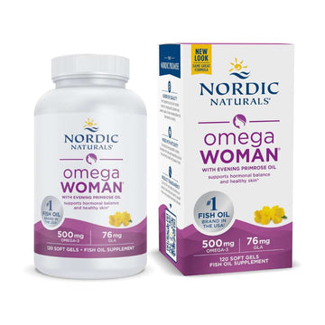 Nordic Naturals Omega Woman, Lemon - 120 Soft Gels - 500 mg Omega-3 + 800 mg Evening Primrose Oil - Healthy Skin, Hormonal Balance, Optimal Wellness - Non-GMO - 60 Servings