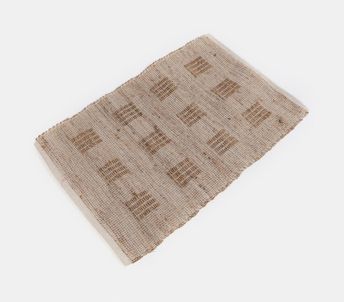 Jute And Cotton Yarn Rug - Small Square Pattern