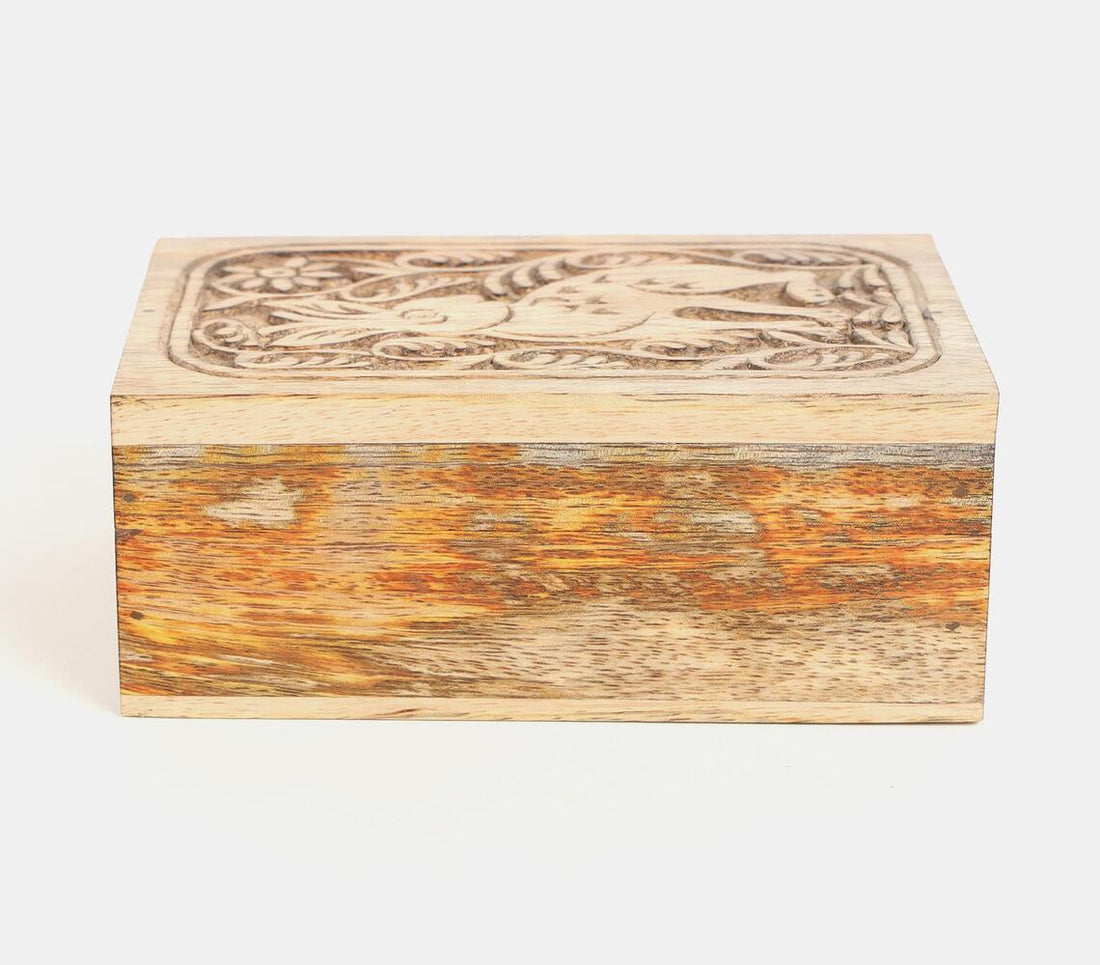 Mango Wood Hand Carved Box With Hare Design