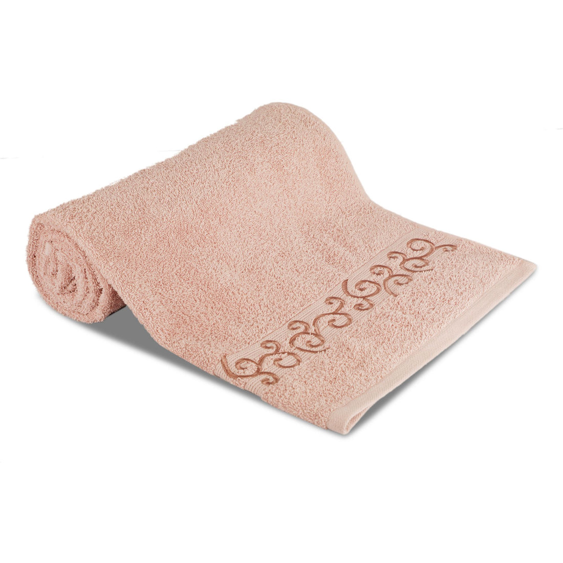 500 GSM Embroidered Bath Towel (Peach)