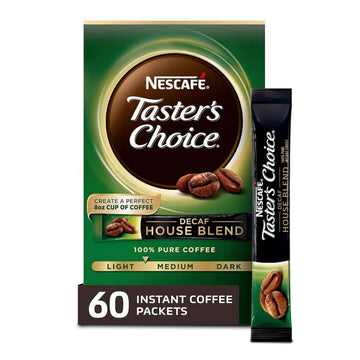 Nescafe Taster's Choice Decaf Instant Coffee, House Blend, 60 Count (Pack of 12)