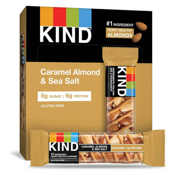KIND Snack Bars, Caramel Almond & Sea Salt, 5g Sugar | 6g Protein, Gluten Free Bars, 1.4 OZ, (12 Count)