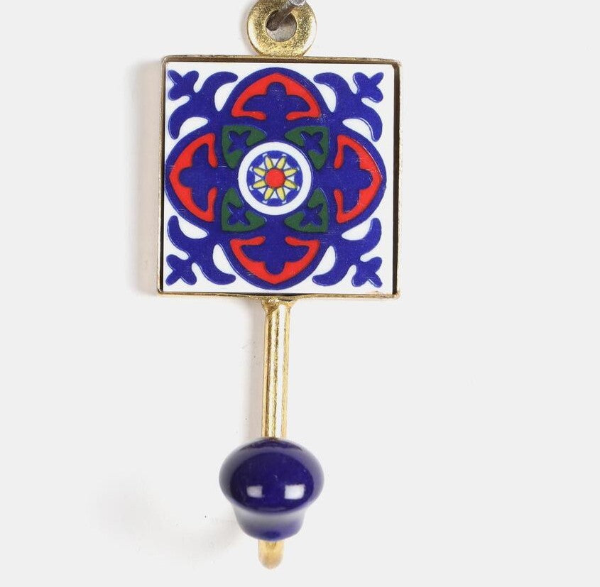 Ceramic Hook - Floral Design (blue)