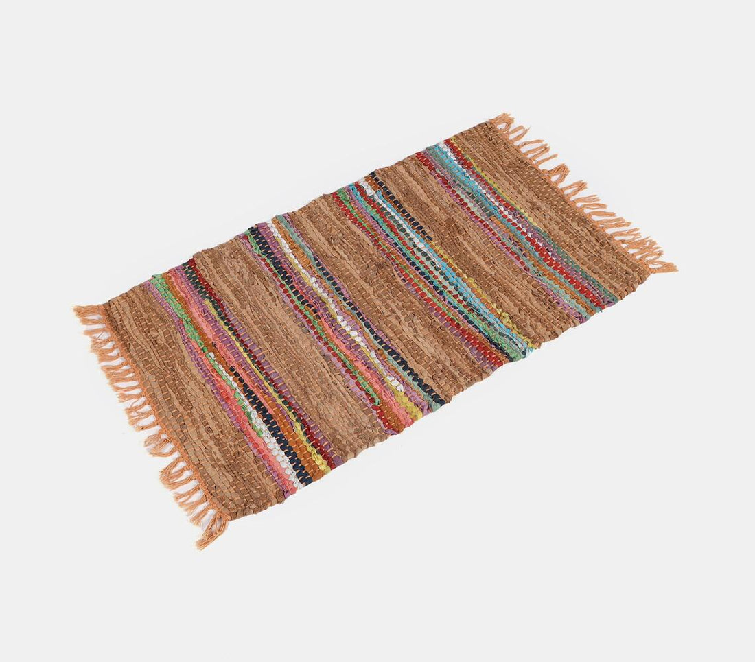 Recycled Leather Rug- Brown And Multicolor