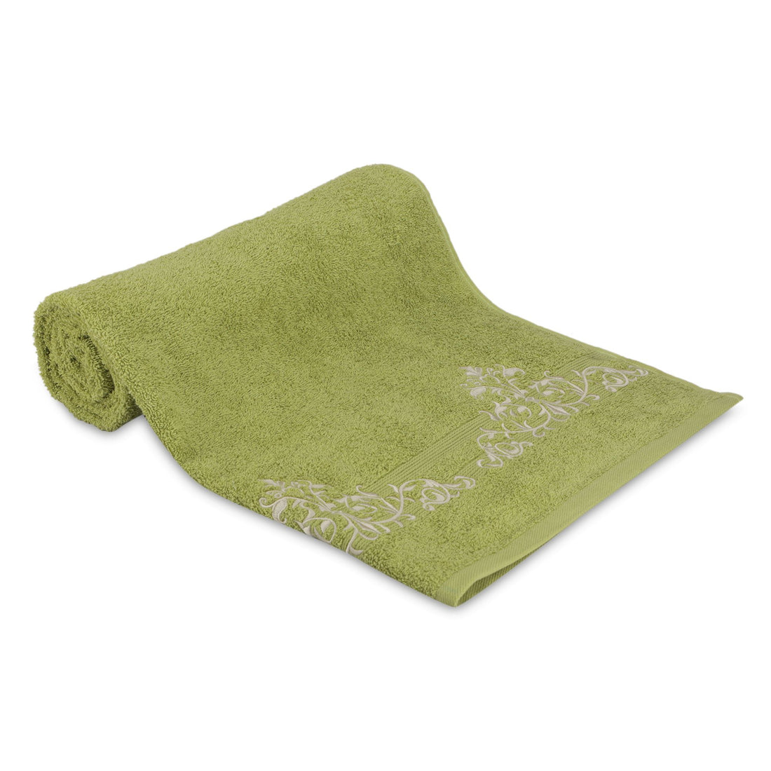 500 GSM Embroidered Bath Towel (Victorian Light Green)