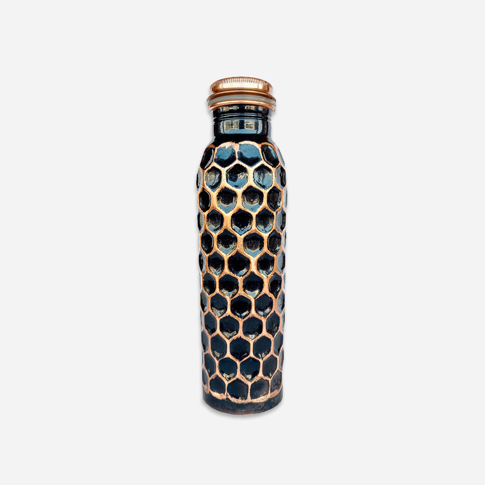 Black Honeycomb Design Copper Water Bottle 950 Ml