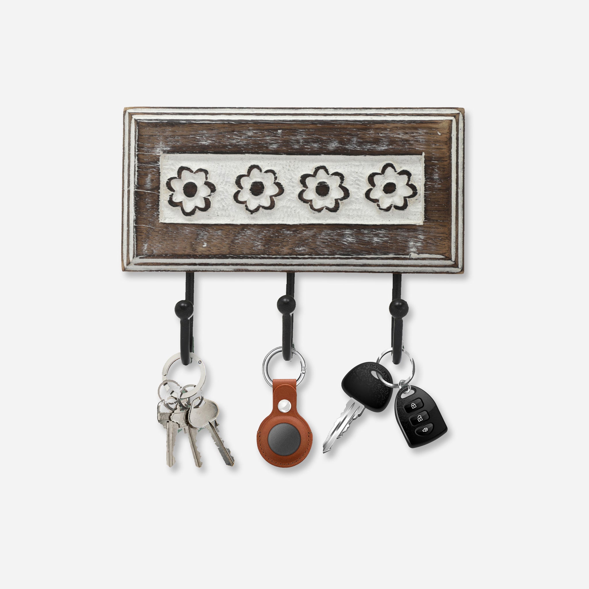 Key Holder Floral With 3 Hooks