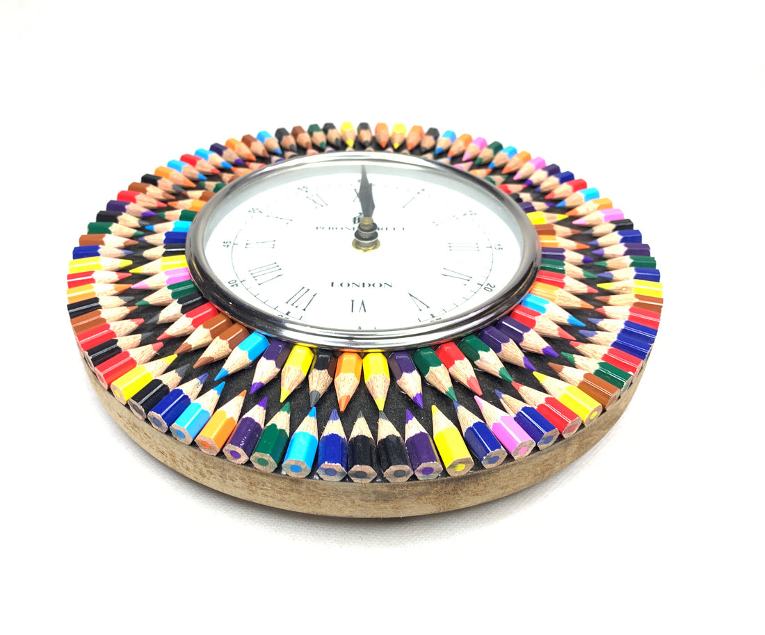 Handmade Colour Pencil Round Clock