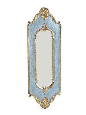 Unique Wooden Mirror In Blue With Gold Foil